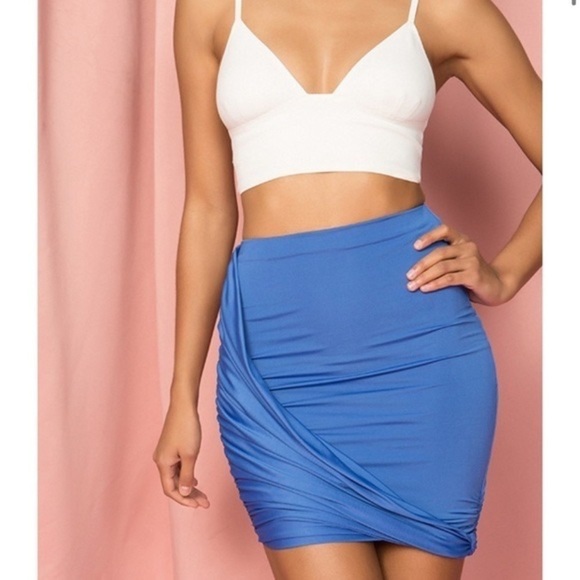 Superdown Blue Jules Draped Front Mini Skirt - Picture 3 of 9